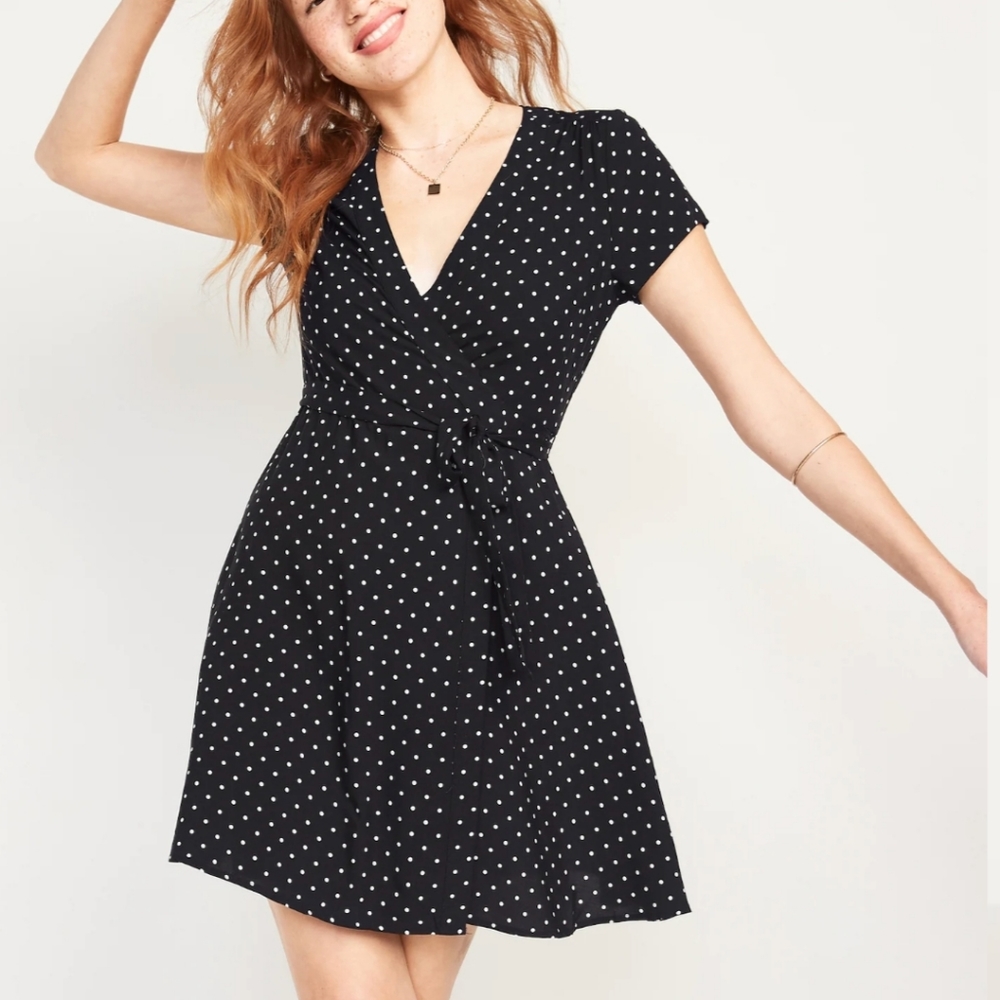 Waist-Defined Tie-Belt Wrap Dress XL